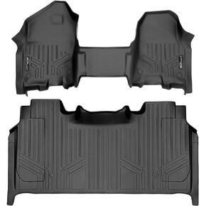 SMARTLINER Floor Mats 2 Row Liner Set (Both Rows 1pc) Black Compatible with 2019-2022 Ram 1500 Crew Cab with Rear Underseat Storage Box