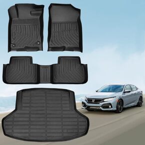 for 2022 2023 2024 Honda Civic Floor Mats & Cargo Liner, for Honda Civic Floor Mats 2024 2023 2022 for Civic Sedan & Si (NOT for Hatchback), Cargo Liner for 11th Gen Civic Accessories 2022 2023 2024