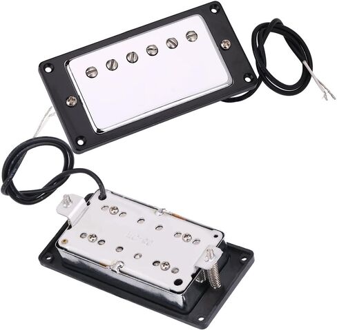 Guitar Humbucker Pickups Set, Guitar Parts Replacement Set, Bridge Neck Chrome Humbucker Pickup Set with Mounting Screws for LP Guitars in Kuwait