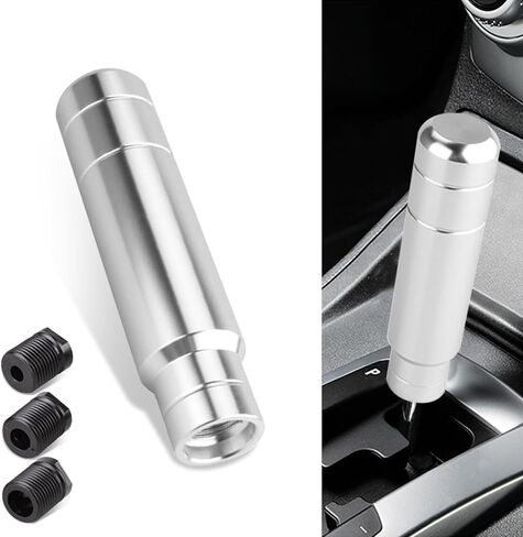 Pack-1 Car Gear Shift Knobs, Aluminum Alloy Gear Shift Lever, Transmission Handle with 3 Threaded Adapters, Automobile Modification Accessories, Universal for Most Cars, Trucks, SUVs (Silver) in Saudi Arabia