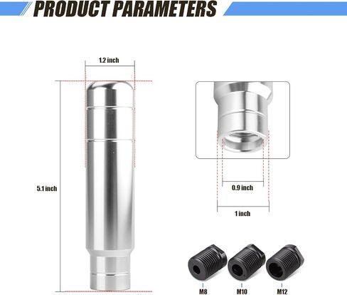 Pack-1 Car Gear Shift Knobs, Aluminum Alloy Gear Shift Lever, Transmission Handle with 3 Threaded Adapters, Automobile Modification Accessories, Universal for Most Cars, Trucks, SUVs (Silver) in Saudi Arabia