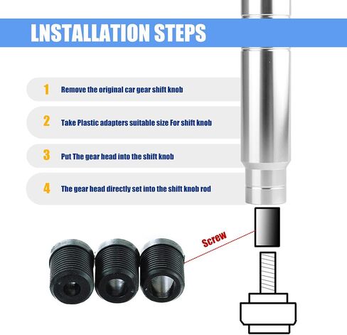 Pack-1 Car Gear Shift Knobs, Aluminum Alloy Gear Shift Lever, Transmission Handle with 3 Threaded Adapters, Automobile Modification Accessories, Universal for Most Cars, Trucks, SUVs (Silver) in Saudi Arabia
