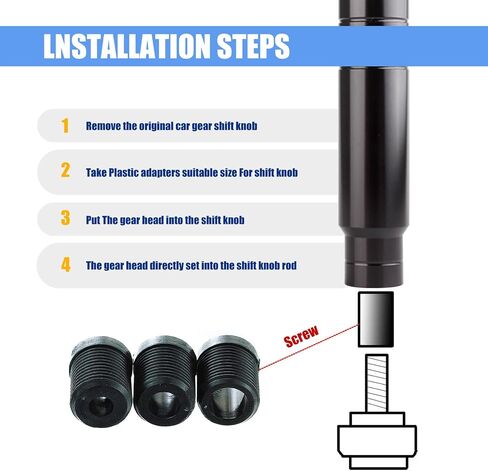 Pack-1 Car Gear Shift Knobs, Aluminum Alloy Gear Shift Lever, Transmission Handle with 3 Threaded Adapters, Automobile Modification Accessories, Universal for Most Cars, Trucks, SUVs (Silver) in Saudi Arabia
