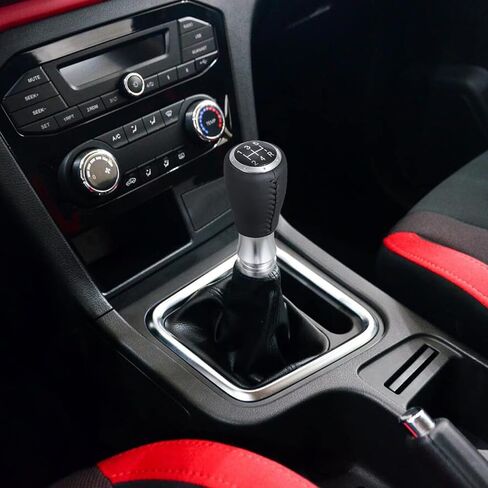 Arenbel 5 Speed Gear Shifter Stick Handle Black Stitched Leather MT Shift Lever Knob Replacement Fit Most Manual Cars in Saudi Arabia