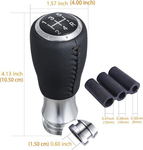 Arenbel 5 Speed Gear Shifter Stick Handle Black Stitched Leather MT Shift Lever Knob Replacement Fit Most Manual Cars in Saudi Arabia