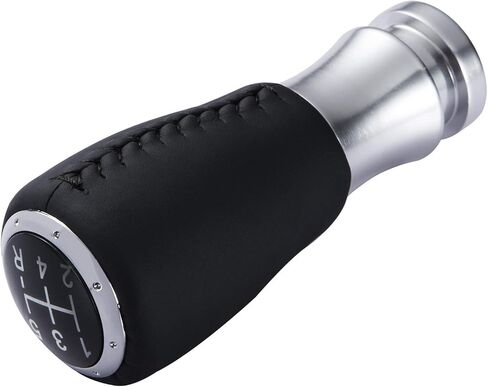 Arenbel 5 Speed Gear Shifter Stick Handle Black Stitched Leather MT Shift Lever Knob Replacement Fit Most Manual Cars in Saudi Arabia