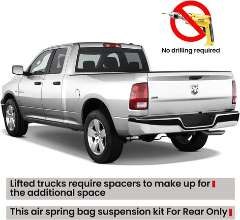 مجموعة تعليق أكياس الهواء الزنبركية VIGOR متوافقة مع 2003-2013 دودج رام 2500 و3500 2WD و4WD بيك اب مجموعة نوابض مساعدة الهواء الخلفية، تصل إلى 5000 رطل من سعة تسوية الحمل in Saudi Arabia