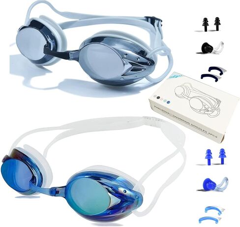 Swimming Goggles 2 pack, Professional Kids Swim Goggles Anti Fog UV Protection Clear Vision No Leaking for Men Women in Kuwait