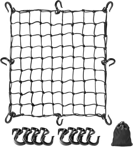 Heavy Duty Motorbike Bungee Cargo Net with 10 Hooks for Large Capacity Motorcycle Cargo Securing - Stretchable Elastic Bike Load Cargo Net for Travel Luggage Rack (Net Size: 15.6inX15.6in) 2PCS in Saudi Arabia