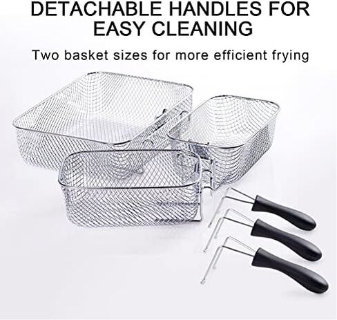 Secura 4 Liters / 17-Cup Stainless-Steel 1700-Watt Electric Deep Fryer with Timer Free Extra Odor Filter, Triple Basket, 4.5 Quarts, Silver in Kuwait