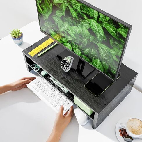 Monitor Stand Riser, 2-Tier Wood Office Desk Storage Organizer for Laptop, Computer in Kuwait