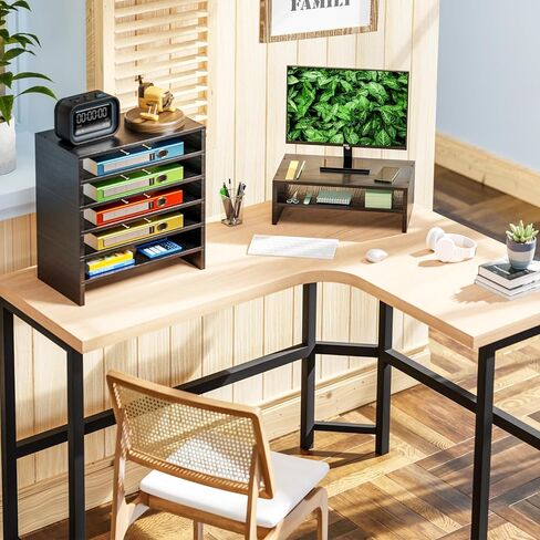 Monitor Stand Riser, 2-Tier Wood Office Desk Storage Organizer for Laptop, Computer in Kuwait
