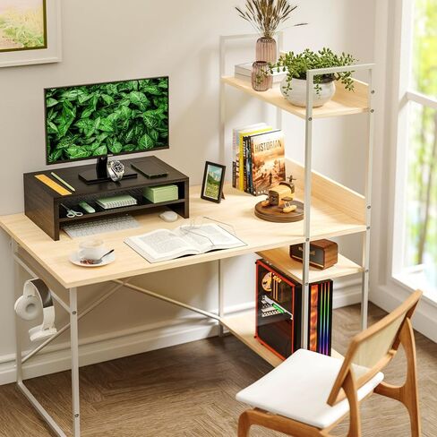Monitor Stand Riser, 2-Tier Wood Office Desk Storage Organizer for Laptop, Computer in Kuwait