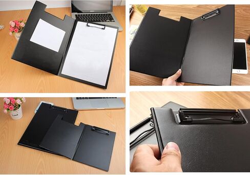 Imitation Leather A4 Foldable Clipboard Business Thicken PU File Folder Document Storage Organizer with 360 Over Flip Writing Pad for Meeting Office (A4) in Saudi Arabia