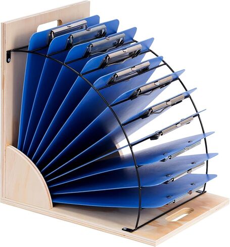 حامل حافظة من Yeshine، رف منظم للحافظة للفصول الدراسية، حامل تخزين لوحي محمول من الخشب والمعدن لمكتب المدرسة والمكتب، سهل التجميع، قم بتحويل مساحة العمل الخاصة بك in Kuwait