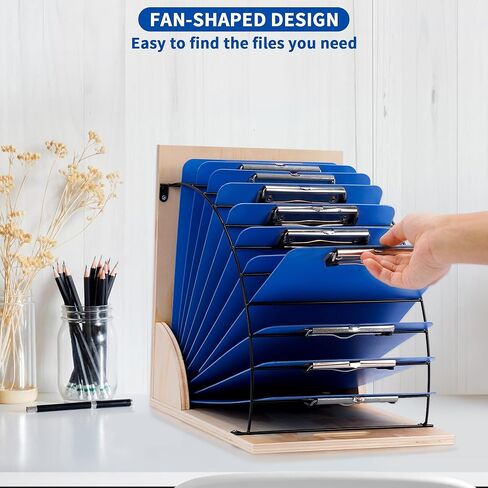 حامل حافظة من Yeshine، رف منظم للحافظة للفصول الدراسية، حامل تخزين لوحي محمول من الخشب والمعدن لمكتب المدرسة والمكتب، سهل التجميع، قم بتحويل مساحة العمل الخاصة بك in Kuwait