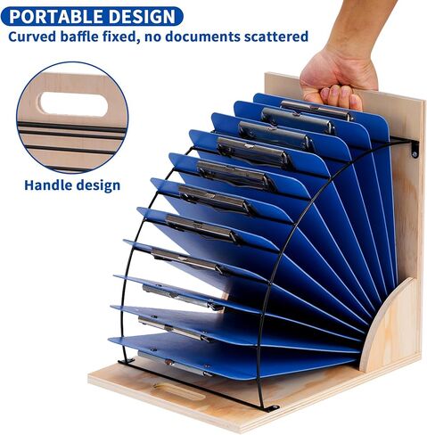 حامل حافظة من Yeshine، رف منظم للحافظة للفصول الدراسية، حامل تخزين لوحي محمول من الخشب والمعدن لمكتب المدرسة والمكتب، سهل التجميع، قم بتحويل مساحة العمل الخاصة بك in Kuwait