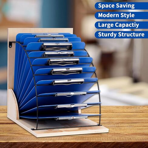 حامل حافظة من Yeshine، رف منظم للحافظة للفصول الدراسية، حامل تخزين لوحي محمول من الخشب والمعدن لمكتب المدرسة والمكتب، سهل التجميع، قم بتحويل مساحة العمل الخاصة بك in Kuwait