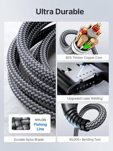 USBC to USBC 100W [10ft/2 Pack] USB C to USB C Fast Charging Cable Braided C to C Charger Cord 5A for MacBook Pro/Air, iPhone 15 Pro Max Plus,iPad Pro,Samsung Galaxy S24 Ultra S23,Pixel,PS5,Switch in Kuwait