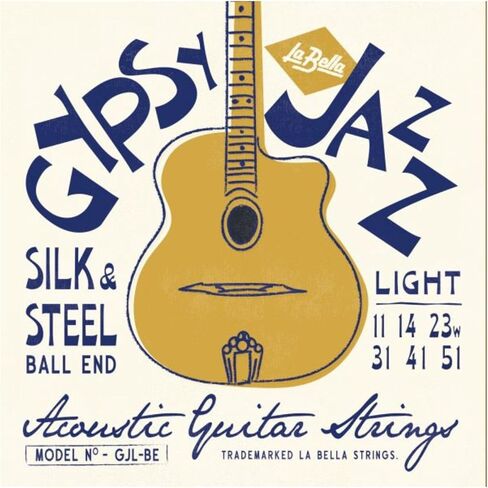 LaBella GJL-BE Gypsy Jazz Silk & Steel، خفيف - سلسلة جيتار صوتي بنهاية الكرة in Saudi Arabia