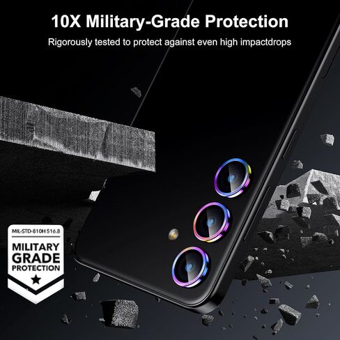 واقي عدسة الكاميرا WSKEN لهاتف Samsung Galaxy S24 Plus، زجاج مقسى رفيع للغاية مقاوم للخدش 9H مع ملحقات غطاء واقي شاشة الكاميرا بدائرة معدنية من الألومنيوم، ملون in Saudi Arabia
