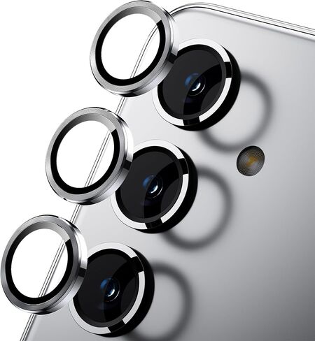 واقي عدسة الكاميرا WSKEN لهاتف Samsung Galaxy S24 Plus، زجاج مقسى رفيع للغاية مقاوم للخدش 9H مع ملحقات غطاء واقي شاشة الكاميرا بدائرة معدنية من الألومنيوم، ملون in Kuwait