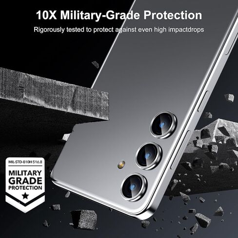 واقي عدسة الكاميرا WSKEN لهاتف Samsung Galaxy S24 Plus، زجاج مقسى رفيع للغاية مقاوم للخدش 9H مع ملحقات غطاء واقي شاشة الكاميرا بدائرة معدنية من الألومنيوم، ملون in Kuwait