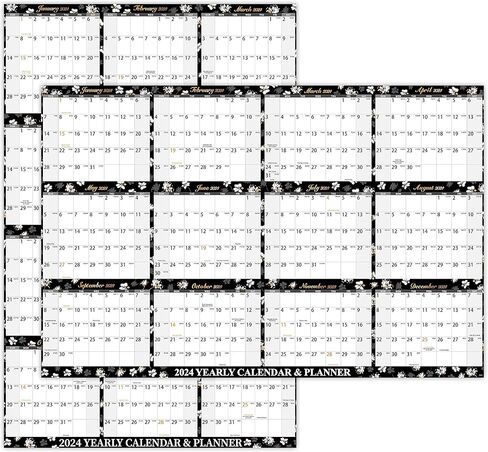 تقويم المسح الجاف 2024-2024 تقويم الحائط السنوي، يناير 2024 - ديسمبر 2024، 34.8 × 22.8 بوصة، تقويم سنوي مطوي 2024، تقويم حائط قابل للمسح، ذو وجهين in Kuwait