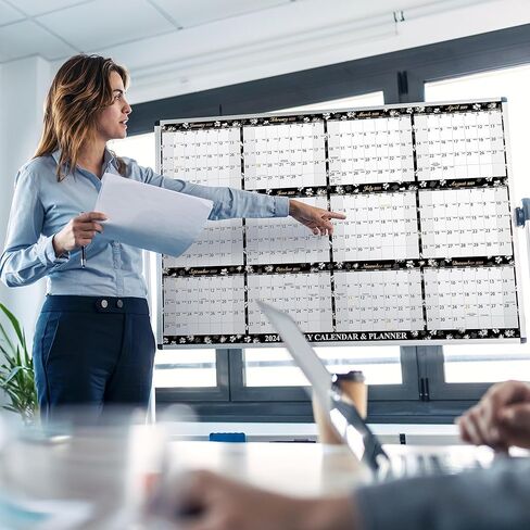 تقويم المسح الجاف 2024-2024 تقويم الحائط السنوي، يناير 2024 - ديسمبر 2024، 34.8 × 22.8 بوصة، تقويم سنوي مطوي 2024، تقويم حائط قابل للمسح، ذو وجهين in Kuwait