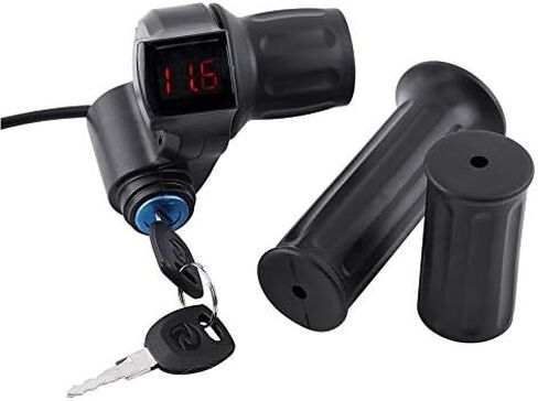 12V 84V Electric Bike Throttle Grip Handlebar Battery Voltage Half Twist Throttle with LED Display and Power Key Locker for Motorbike Motorcycle and E Bike in Saudi Arabia