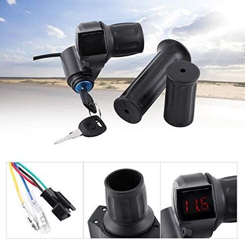 12V 84V Electric Bike Throttle Grip Handlebar Battery Voltage Half Twist Throttle with LED Display and Power Key Locker for Motorbike Motorcycle and E Bike in Saudi Arabia