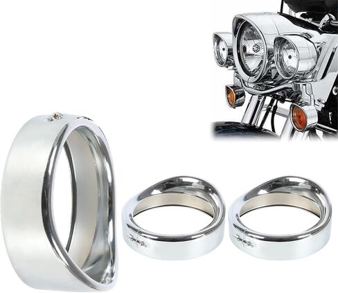 munirater Headlight Trim Ring 7inch Chrome Visor Type Motorcycle Headlamp Replacement for Softail Road King Street Glide in Saudi Arabia