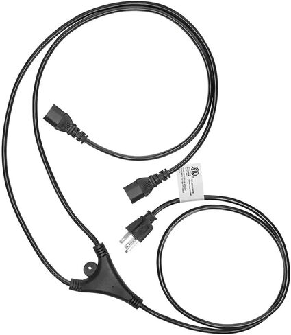 موزع سلك طاقة مونوبرايس - NEMA 5-15P to 2X IEC 60320 C13، 10 أمبير، 1250 واط، SVT، 18AWG، 6 أقدام، أسود in Saudi Arabia