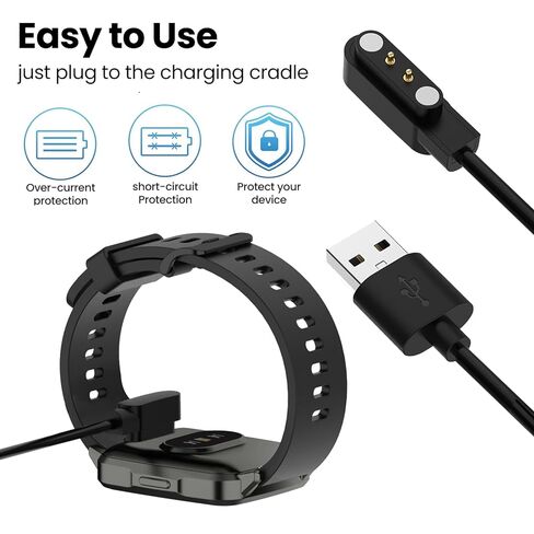 شاحن ساعة ذكية مغناطيسي 2 دبوس مخصص لشاحن ساعة KEEPONFIT ID Sport01 بطول 1.6 قدم USB كابل شحن مغناطيسي مرن لشاحن بديل KEEPONFIT ID Sport01 (أسود وأبيض) in Saudi Arabia