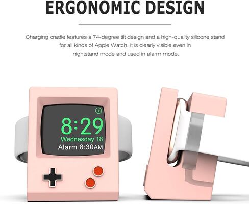 Charger Stand Compatible with Apple Watch Series Ultra/8/SE2/7/6/SE/5/4/3/2/1 (49mm, 45mm, 44mm, 42mm, 41mm, 40mm, 38mm), Durable Silicone, Compatible with Nightstand Mode (Classic White) in Saudi Arabia