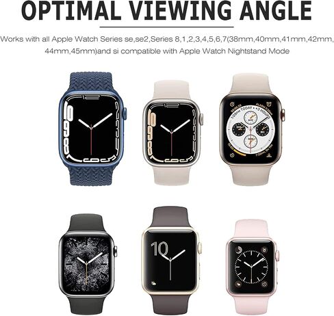 حامل شاحن متوافق مع Apple Watch Series Ultra/8/SE2/7/6/SE/5/4/3/2/1 (49 مم، 45 مم، 44 مم، 42 مم، 41 مم، 40 مم، 38 مم)، سيليكون متين، متوافق مع المنضدة الليلية الوضع (أبيض كلاسيكي) in Saudi Arabia
