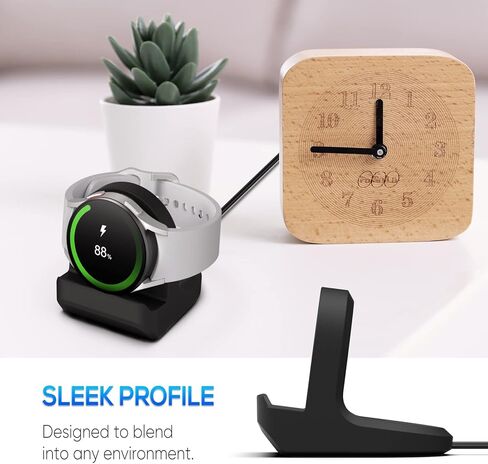 حامل مكون من قطعتين متوافق مع ساعة Samsung Galaxy Watch 6/6 Classic/Galaxy Watch 5 Pro / 5 شاحن، حامل شاحن سيليكون غير قابل للانزلاق مع فتحة إدارة الكابلات لساعة Galaxy Watch 5 40 مم/44 مم، ساعة 5 Pro in Kuwait