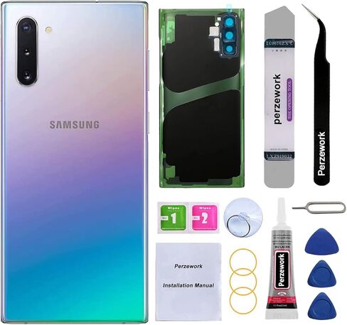 بديل الزجاج الخلفي الخلفي لهاتف Samsung Galaxy Note 10 مقاس 6.3 بوصة مع مجموعة أدوات إصلاح ولاصق مثبت مسبقًا (Aura Glow) in Saudi Arabia