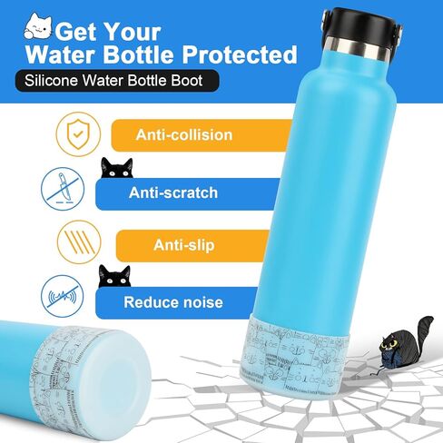Desing Wish Cat Silicone Boot Compatible with 12-24oz/ 32oz 40oz Hydro Flask, Thermoflask, Iron Flask, Stanley Tumbler Water Bottles Anti Bumping Protective Water Bottle Boot in Kuwait