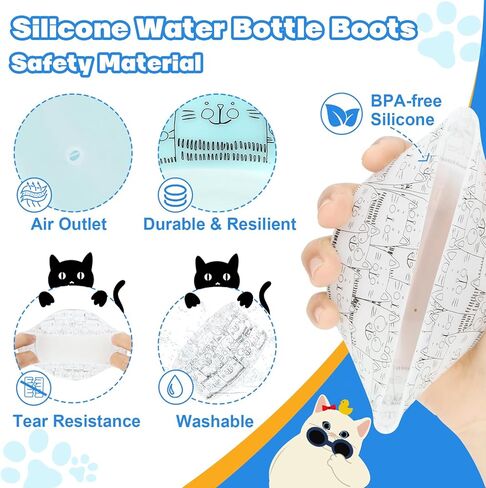 Desing Wish Cat Silicone Boot Compatible with 12-24oz/ 32oz 40oz Hydro Flask, Thermoflask, Iron Flask, Stanley Tumbler Water Bottles Anti Bumping Protective Water Bottle Boot in Kuwait