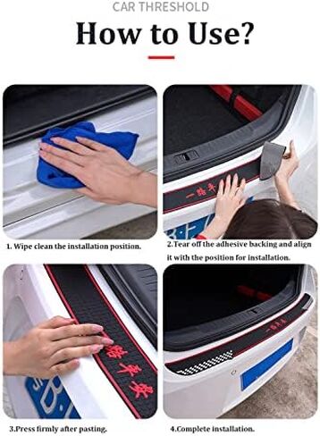 Pincuttee Rear Bumper Protector Guard for Car,Black Rubber Scratch,Resistant Trunk Door Entry Guards,Accessories Trim Cover,35.4"X2.87" for Most of Car&SUV(1 Pack,Black Sport) in Saudi Arabia