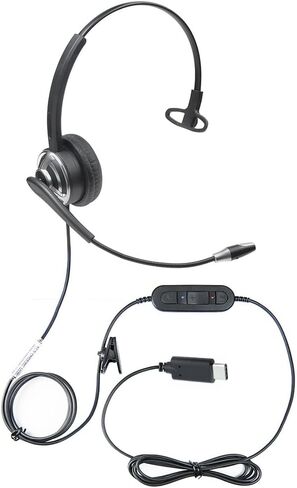 ECS WordCommander USB-C Voice Recognition Headset, Single Ear, Noise-Cancelling Boom Mic, Premium in-Line Sound Card, Pro-Flex Wire, Ideal for Voice-to-Text, Superior Audio Quality, Comfortable Fit in Kuwait
