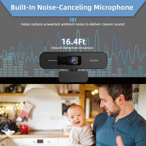 Zoom Certified, NexiGo N940P 2K Zoomable Webcam with Remote and Software Controls | Sony Sensor | 1080P@ 60FPS | 3X Zoom in | Dual Stereo Microphone, for Zoom/Skype/Teams/Webex (Black) (Renewed) in Saudi Arabia