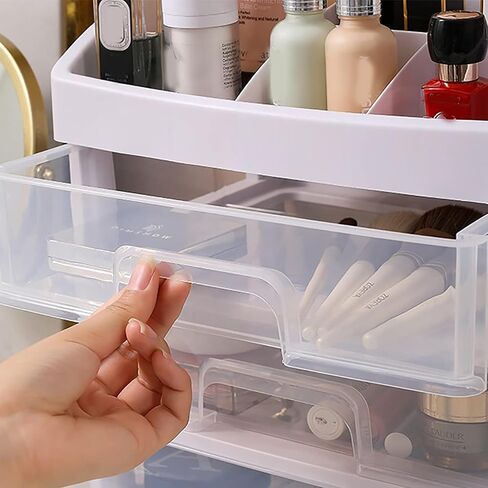 Desktop 3 Drawer Organizer, Transparent Plastic Drawer Storage Cabinet Portable Multilayer Shelf Storage Box Waterproof Storage Case for Home Office in Saudi Arabia