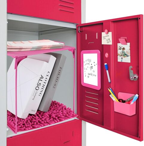 مجموعة إكسسوارات الخزانة ومنظم الخزانة المكونة من 15 قطعة تتضمن سجادة ومرآة وسبورة بيضاء وكوب تخزين وإكسسوارات أخرى ملحق خزانة وردي للفتيات لأساسيات العودة إلى المدرسة (وردي) in Kuwait