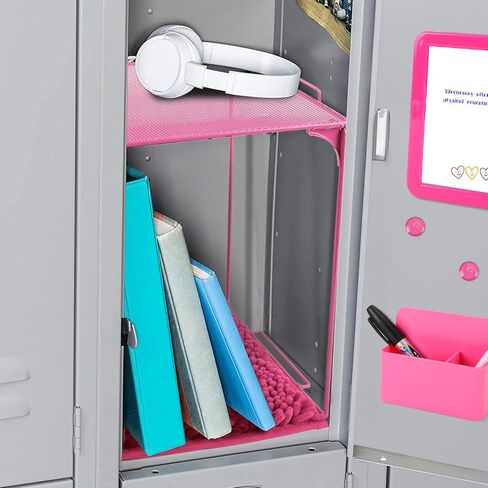 مجموعة إكسسوارات الخزانة ومنظم الخزانة المكونة من 15 قطعة تتضمن سجادة ومرآة وسبورة بيضاء وكوب تخزين وإكسسوارات أخرى ملحق خزانة وردي للفتيات لأساسيات العودة إلى المدرسة (وردي) in Kuwait
