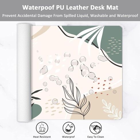 Desk Mat Desk Mouse Pad, Dual Side PU Leather Desk Pad for Keyboard and Mouse, Large Waterproof Desk Mat for Desktop, Desk Writing Mat for Office and Home (31.5''x15.8'', Green Marble) in Saudi Arabia