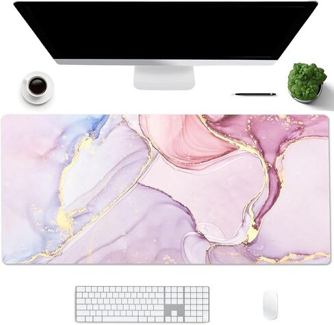 Desk Mat Desk Mouse Pad, Dual Side PU Leather Desk Pad for Keyboard and Mouse, Large Waterproof Desk Mat for Desktop, Desk Writing Mat for Office and Home (31.5''x15.8'', Green Marble) in Saudi Arabia