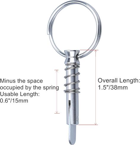 دبوس بيميني العلوي سريع الفك بقطر 1/4 بوصة، دبوس علوي بيميني مع كاميرا إسقاط وزنبرك 316 من الفولاذ المقاوم للصدأ، الطول الإجمالي 2 بوصة، الطول القابل للاستخدام 1.2 بوصة، أجهزة بحرية، حزمة من 4 قطع in Kuwait