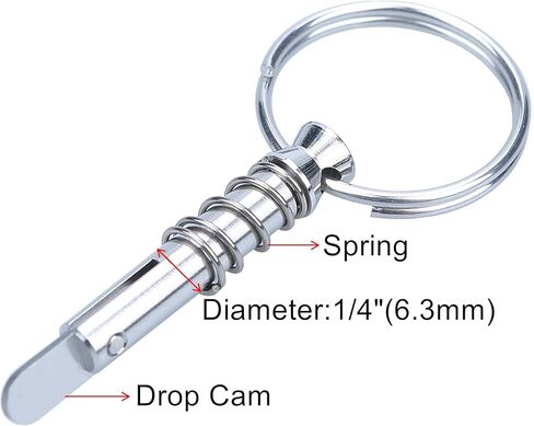 دبوس بيميني العلوي سريع الفك بقطر 1/4 بوصة، دبوس علوي بيميني مع كاميرا إسقاط وزنبرك 316 من الفولاذ المقاوم للصدأ، الطول الإجمالي 2 بوصة، الطول القابل للاستخدام 1.2 بوصة، أجهزة بحرية، حزمة من 4 قطع in Kuwait